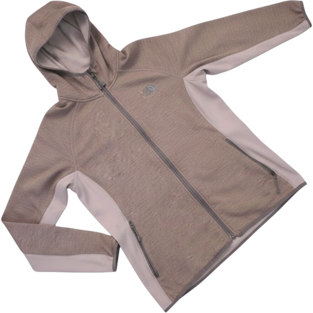 The North Face Fleece Hoodie Women XL Taupe Excellent Full Zip Textured Jacket